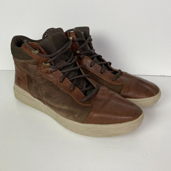 Timberland Seneca Bay Sneaker Boots Men's 10 Brown Leather Mid Top Sneakers - Picture 2 of 16